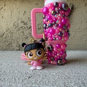 Mini hand bedazzled Stanley keychain with Disney Boo